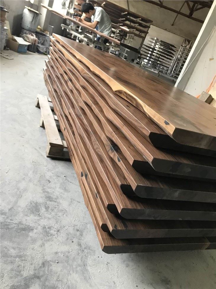 China Black Walnut Live Edge Solid Wood Dining Table Top