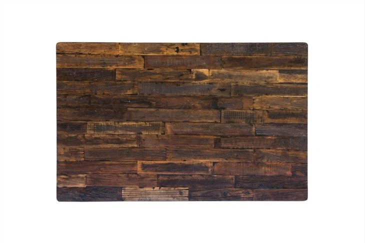 Piano scrivania in legno di olmo antico impiallacciato